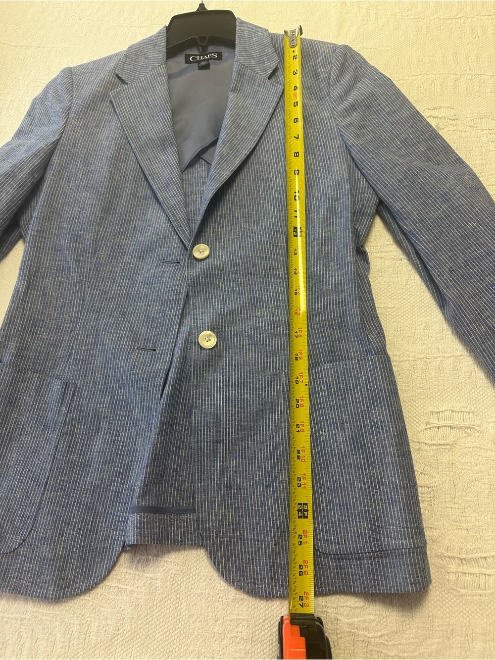 Chaps Blue Pinstripe Single-Button Blazer - Picture 2 of 5